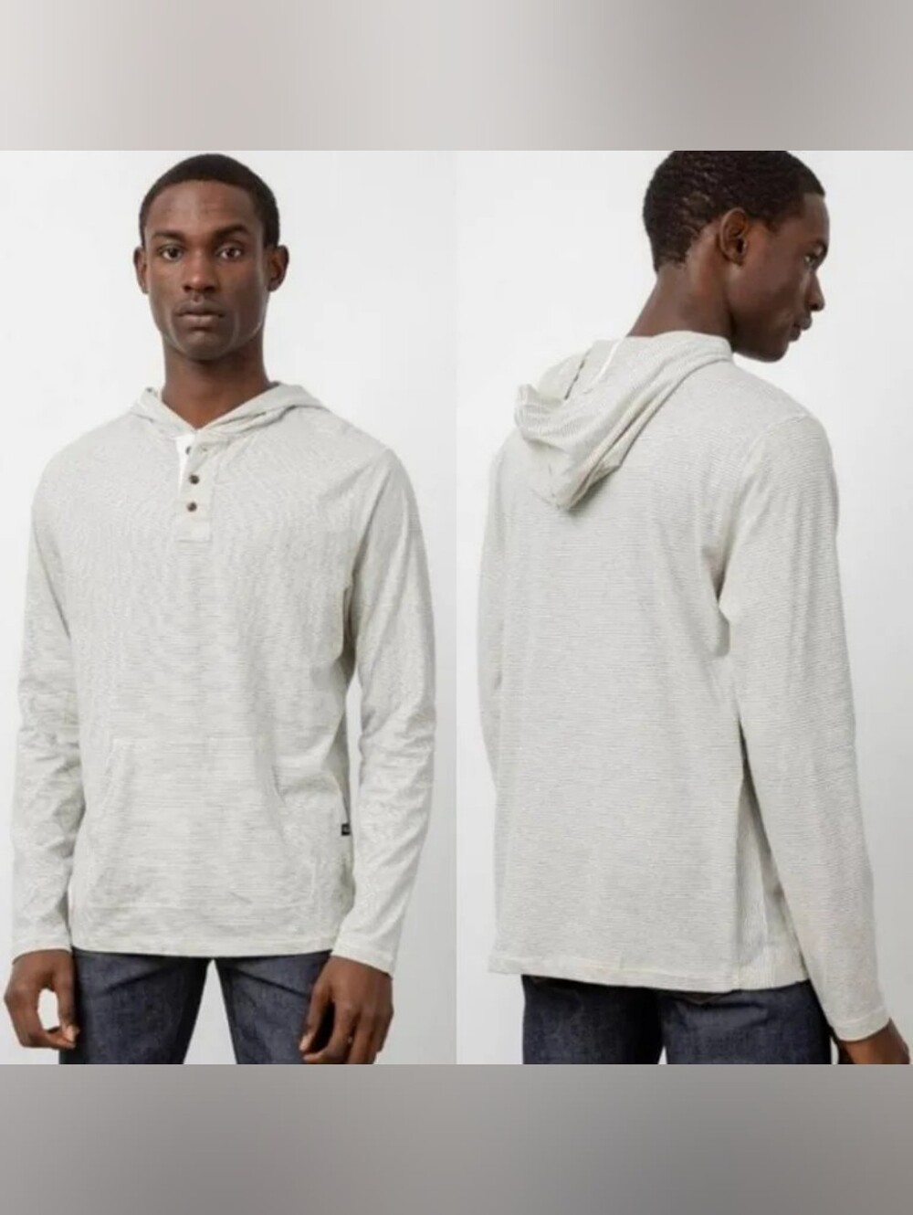 Rails Weston cream/navy stripe henley t-shirt hoodie